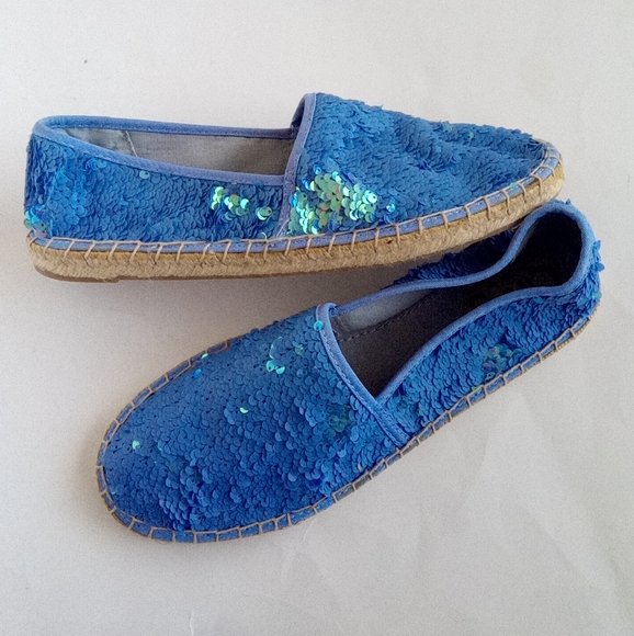 New Circus by Sam Edelman Blue Sequins Flat  Espadrille Shoes Women's Size 9.5 - Picture 3 of 17